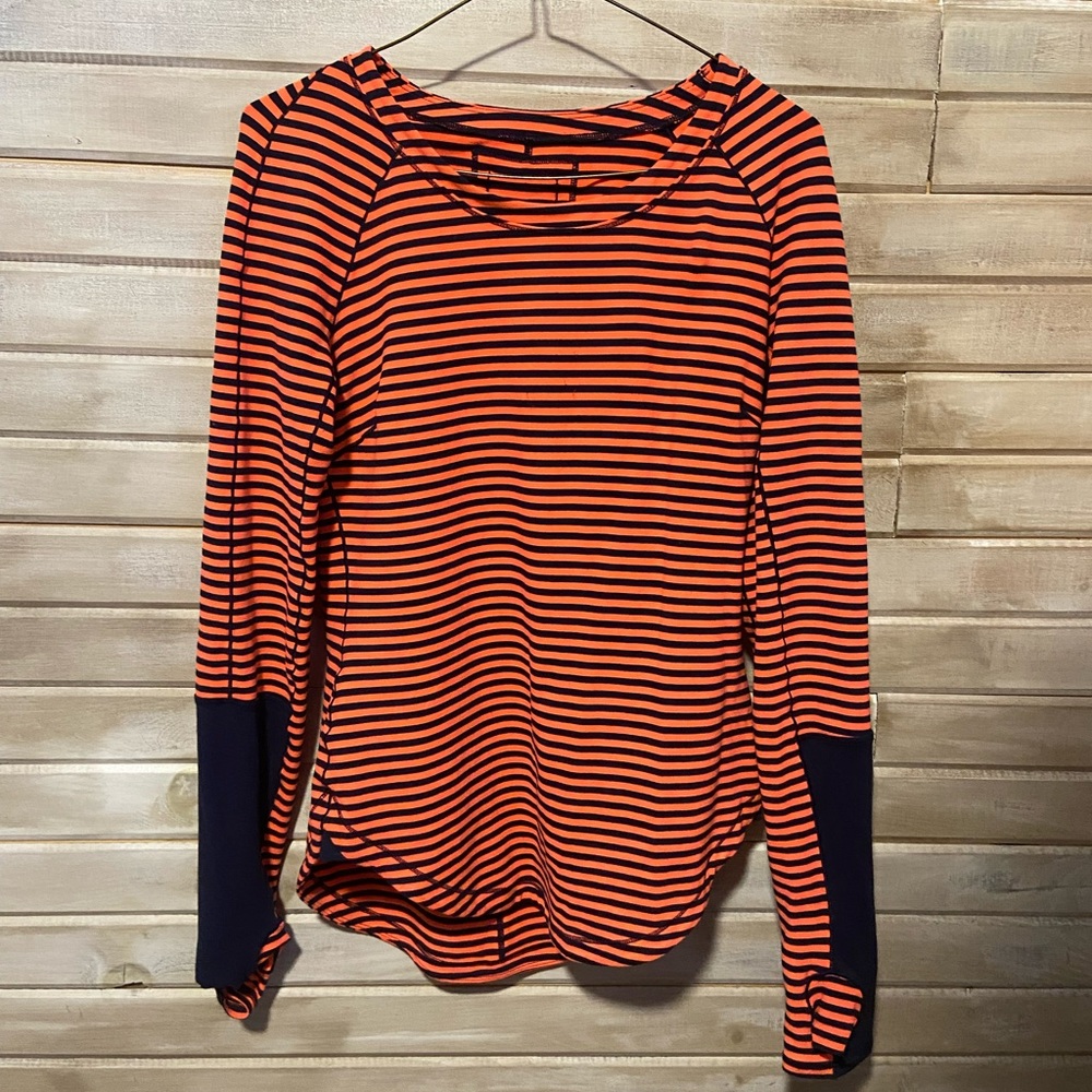 Navy blue and orange Lululemon long sleeve